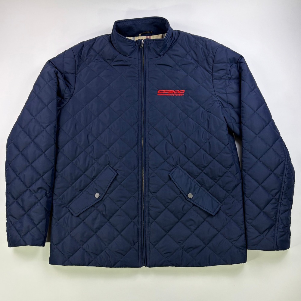 Brooks Brothers Quilted Jacket Mens Large Navy Blue CF200 Petersen Logo Puffer
